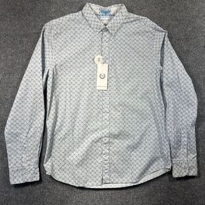 Denim & Flower NWT Men Button‎ Up All Over Print Slim Fit Peach Poplin